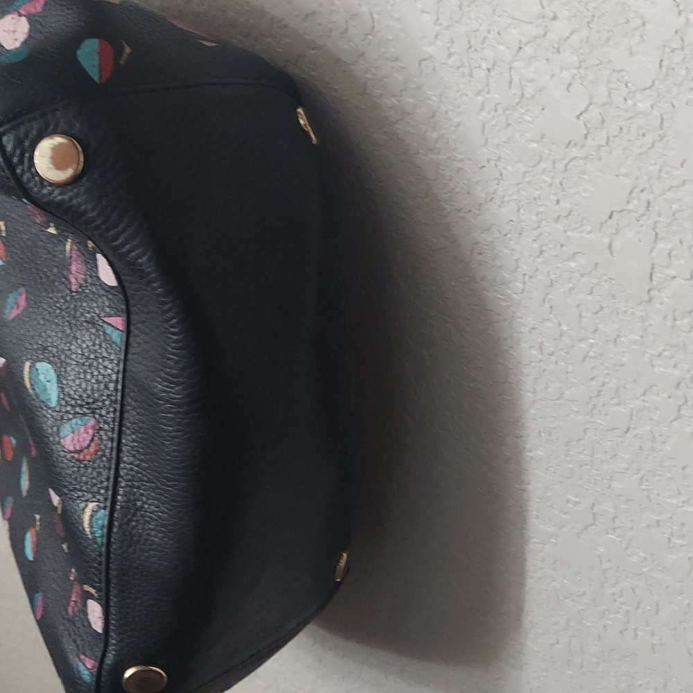 Fossil Black Leather Maxi Tote w Abstract Design - Soft leather Purse - Picture 5 of 6